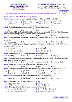 Đề học kỳ 2 Toán 10 năm 2022 – 2023 trường THPT Bến Tre – Vĩnh Phúc