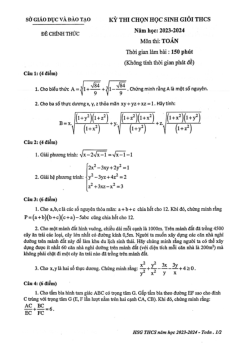 Đề thi học sinh giỏi Toán THCS năm 2023 – 2024 sở GD&ĐT Bình Dương