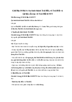 Giải Địa 10 Bài 4: Sự hình thành Trái Đất, vỏ Trái Đất và vật liệu cấu tạo vỏ Trái Đất KNTT