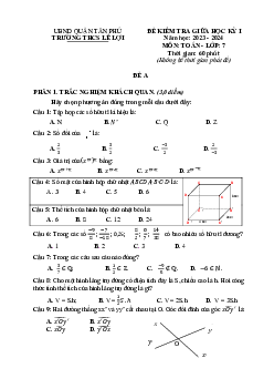 Đề giữa học kỳ 1 Toán 7 năm 2023 – 2024 trường THCS Lê Lợi – TP HCM