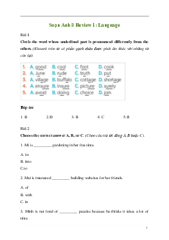 Giải Tiếng Anh 8 Review 1: Language | Kết nối tri thức