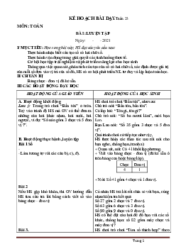 Giáo án Toán lớp 1 sách Cánh Diều tuần 23