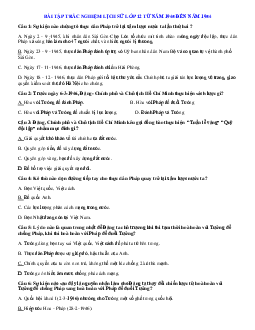 Bài tập trắc nghiệm lịch sử lớp 12 từ năm 1945 đến năm 1954 (có đáp án)