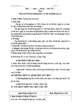 Giáo án Toán 2 sách Chân trời sáng tạo (cả năm) | Tuần 18 | Tiết 1