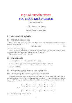 Ma trận khả nghịch | Đại số tuyến tính | Đại học Bách khoa Hà Nội