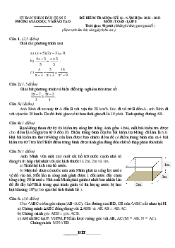 Đề học kỳ 2 Toán 8 năm 2022 – 2023 phòng GD&ĐT quận 5 – TP HCM