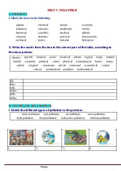 Bài tập Tiếng Anh 8 chương trình mới bài 7: Pollution có đáp án