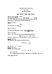 Đề thi kết thúc học phần - Giải tích | Trường đại học Bách Khoa, Đại học Đà Nẵng