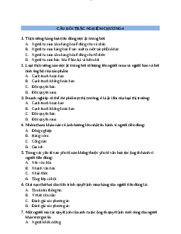 Câu hỏi trắc nghiệm chương 4 Quản trị Marketing