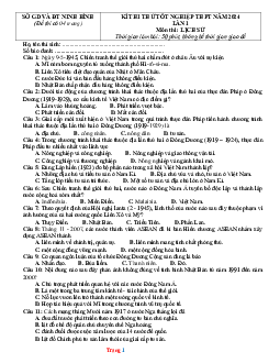 Đề ôn thi năm 2024 môn lịch sử 12 sở giáo dục ninh bình (có đáp án)