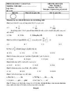 Đề thi học kì 2 môn Toán lớp 5 năm học 2018 - 2019 - Đề 2