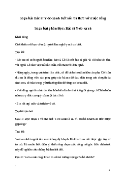 Soạn bài: Bác sĩ Y-éc-xanh Tiếng Việt 3 | Kết nối tri thức