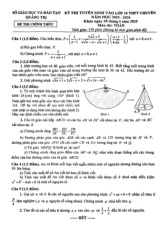 Đề tuyển sinh lớp 10 chuyên môn Toán năm 2025 – 2026 sở GD&ĐT Quảng Trị