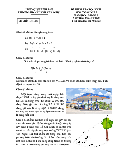 Đề thi học kì 2 Toán 8 năm 2019 – 2020 trường THCS Huỳnh Văn Nghệ – TP HCM