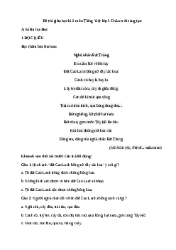 Đề thi giữa học kì 2 môn Tiếng Việt lớp 3 Chân trời sáng tạo