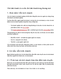 Vốn kinh doanh và cơ cấu vốn kinh doanh trong thương mại