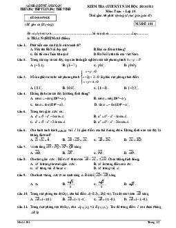 Đề cuối kỳ 1 Toán 10 năm 2022 – 2023 trường THPT Lương Thế Vinh – Quảng Nam