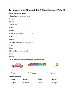 Bài tập cuối tuần Tiếng Anh lớp 3 Global Success - Tuần 29