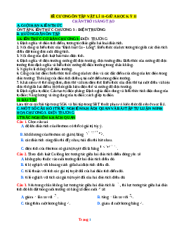 Đề cương ôn tập giữa học kỳ 2 môn Vật lý 11 - Chân trời sáng tạo