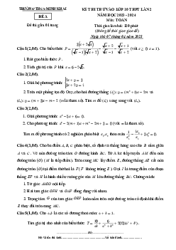 Đề thi thử Toán vào lớp 10 lần 2 năm 2023 – 2024 trường THCS Minh Khai – Hà Nội