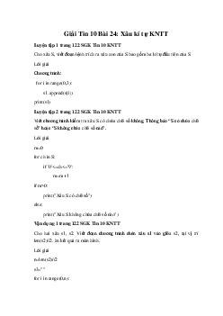 Giải Tin 10 Bài 24: Xâu kí tự KNTT