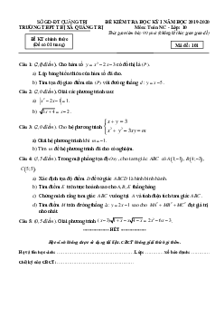 Đề kiểm tra HK1 Toán 10 NC năm 2019 – 2020 trường THPT Thị xã Quảng Trị