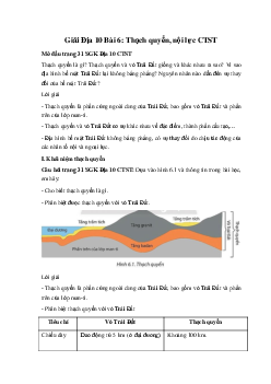 Giải Địa 10 Bài 6: Thạch quyển, nội lực CTST ( có đáp án)