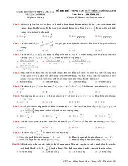 Bài tập trắc nghiệm chuyên đề hàm số và đồ thị của hàm số có đáp án – Đặng Thành Nam Toán 12
