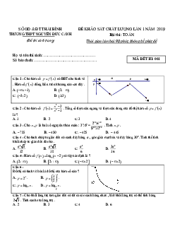 Đề khảo sát Toán 12 lần 1 năm 2019 trường THPT Nguyễn Đức Cảnh – Thái Bình