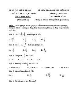 Bộ đề tham khảo giữa kì 2 Toán 6 năm 2023 – 2024 phòng GD&ĐT Bình Thạnh – TP HCM