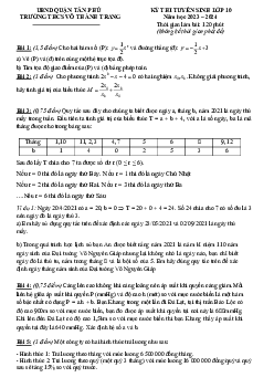 Đề thi thử Toán vào lớp 10 năm 2023 – 2024 trường THCS Võ Thành Trang – TP HCM