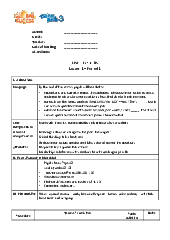 Unit 12: Jobs | Giáo án Tiếng Anh 3 | Global Success