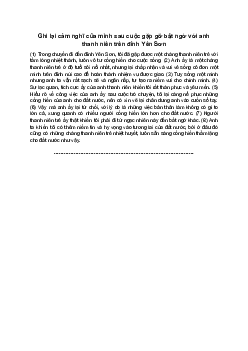 Văn mẫu 8 | Ghi lại cảm nghĩ của mình sau cuộc gặp gỡ bất ngờ với anh thanh niên trên đỉnh Yên Sơn