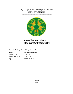 Báo cáo nghiệm thu Rèn nghề chăn nuôi II | Học viện Nông nghiệp Việt Nam