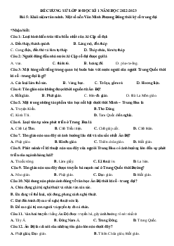 Đề cương ôn tập học kì 1 môn Lịch sử 10 Cánh Diều