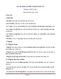 Giáo án KHTN 7 kết nối tri thức bài 40: Sinh sản hữu tính ở sinh vật