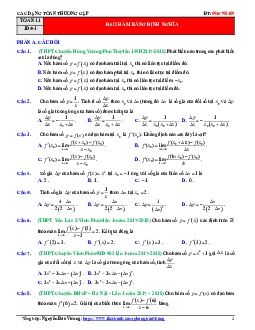 Các dạng toán trắc nghiệm đạo hàm thường gặp – Nguyễn Bảo Vương