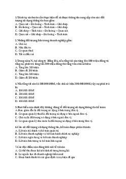 Bộ câu hỏi trắc nghiệm ôn tập học phần Nguyên lý kế toán