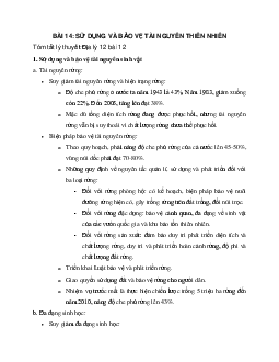 Địa Lý 12 bài 14: Sử dụng và bảo vệ tài nguyên thiên nhiên