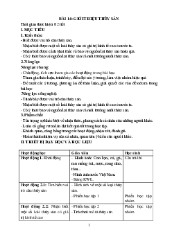 Giáo án Bài 14: Giới thiệu về thủy sản Công nghệ 7 | Kết nối tri thức