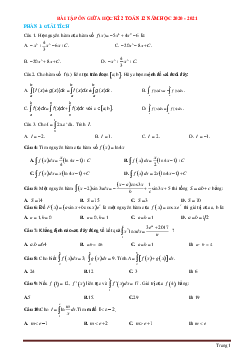 Bài tập ôn tập toán 12 giữa học kỳ 2 năm học 2020-2021