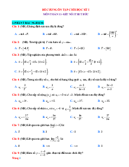Đề cương ôn tập học kỳ 1 Toán 11 Kết nối tri thức