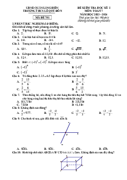 Đề học kỳ 1 Toán 7 năm 2023 – 2024 trường THCS Lê Quý Đôn – Hà Nội