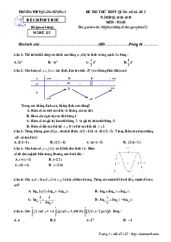 Đề thi thử Toán THPT Quốc gia 2019 lần 2 trường Quảng Xương 1 – Thanh Hóa
