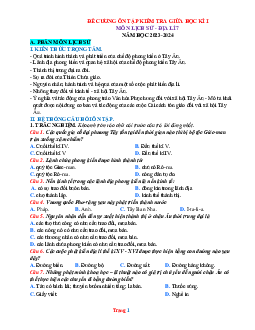 Đề cương ôn tập giữa học kỳ 1 Sử Địa 7 (có gợi ý lời giải)