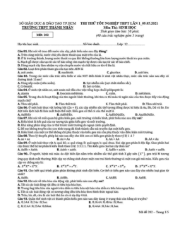 Đề thi thử THPT Quốc gia 2021 môn Sinh học trường Thành Nhân lần 1