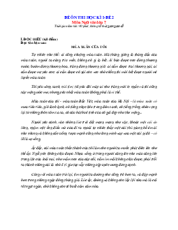 Đề ôn thi HK 1 Ngữ văn 7 Kết nối tri thức-Đề 2