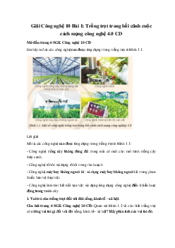 Giải Công nghệ 10 Bài 1: Trồng trọt trong bối cảnh cuộc cách mạng công nghệ 4.0 CD