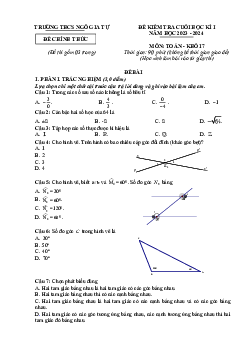 Đề học kì 1 Toán 7 năm 2023 – 2024 trường THCS Ngô Gia Tự – Hải Phòng
