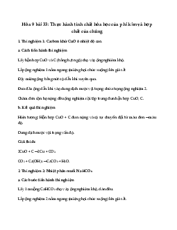 Hóa 9 bài 33: Thực hành tính chất hóa học của phi kim và hợp chất của chúng